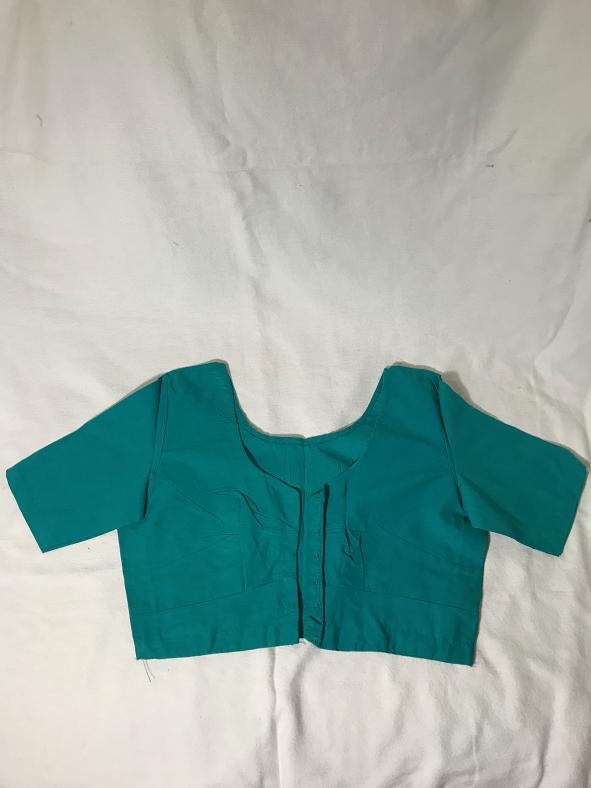 Teal Light Green Cotton Blouse w/  Front Open (Sizes: 34, 36, 46)
