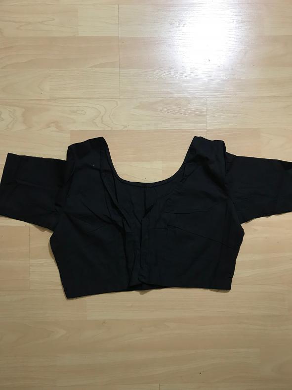 Black Cotton Blouse w/  Front Open (Sizes: 34)