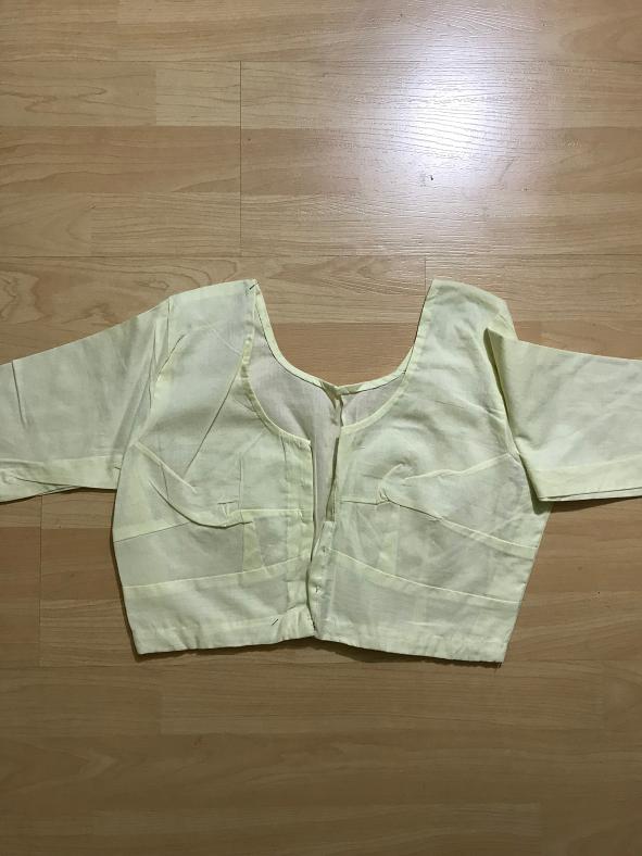 Light Yellow Cotton Blouse w/  Front Open (Sizes: 34, 38)