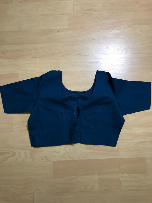Dark Blue Cotton Blouse w/  Front Open (Sizes: 34, 36)