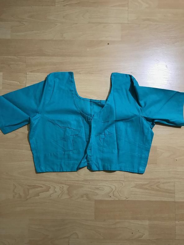 Light Teal Cotton Blouse w/  Front Open (Sizes:  38, 40, 42, 44, 46)