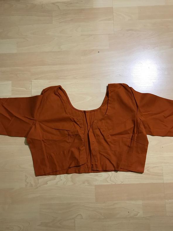 Brown Cotton Blouse w/  Front Open (Sizes:  42, 46)
