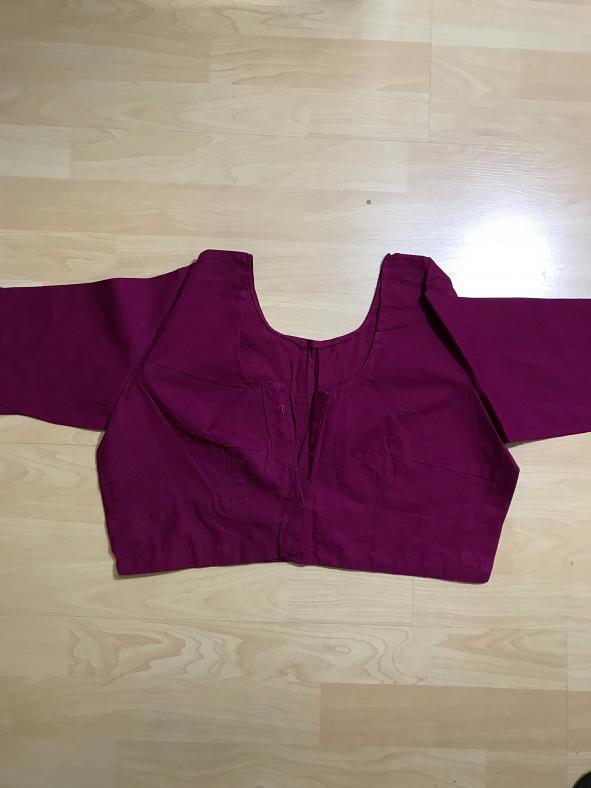 Dark Magenta Cotton Blouse w/  Front Open (Sizes:  42, 46)