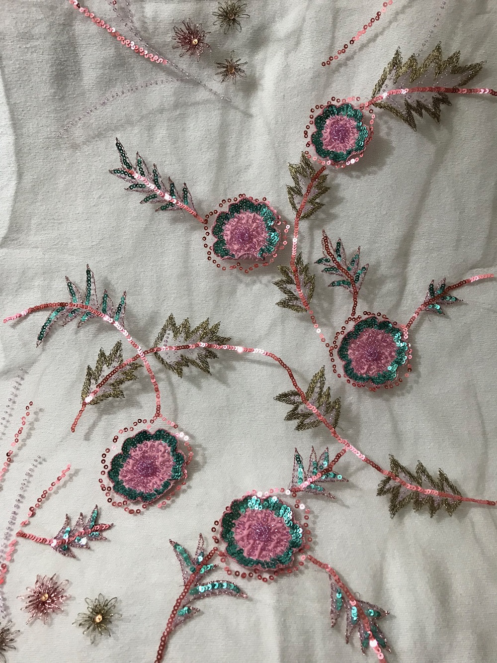 Pink Embroidered Sholder Fancy Stole In Net