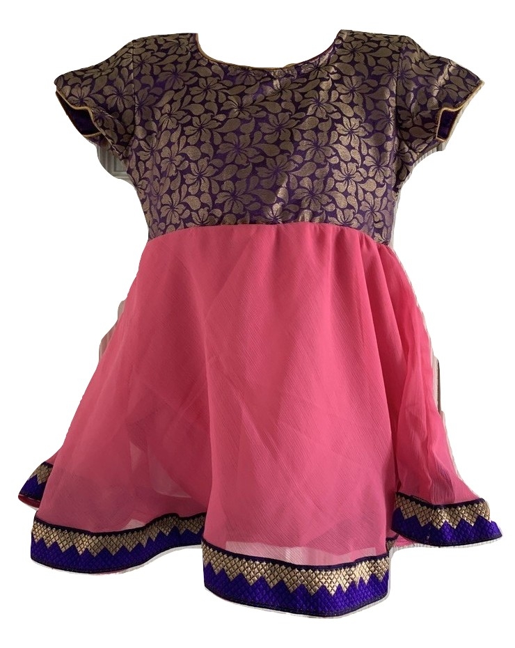 Pretty Pink and Purple Dress for 1 to 2 Year Baby Girls 41443 Buy Kids Frock Online