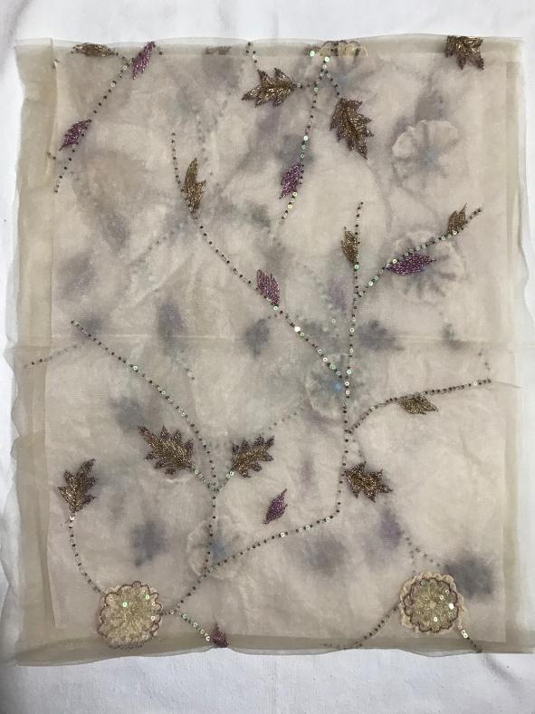 Light Cream  Embroidered Shoulder Fancy Stole In Net