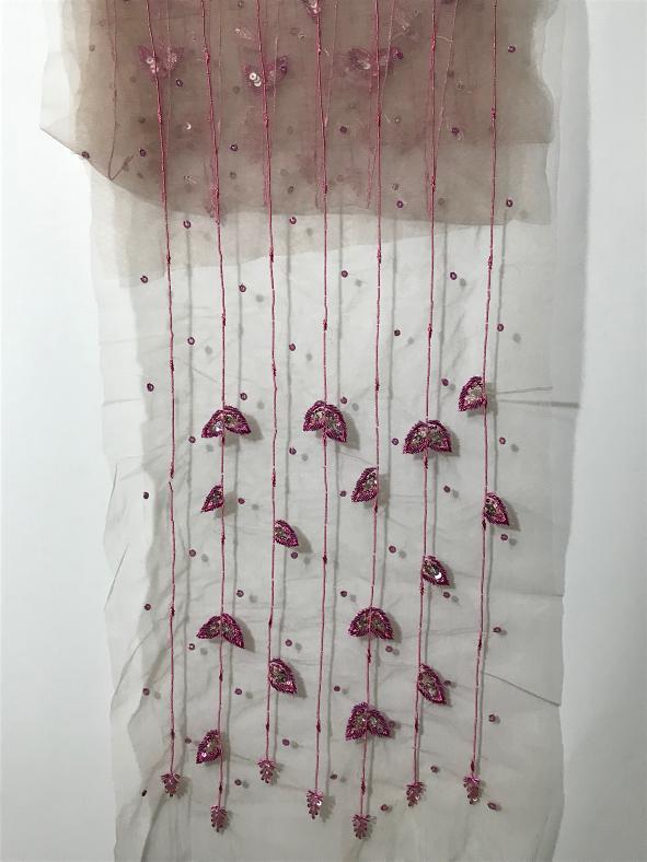 Light Grape Pink  Embroidered Sholder Fancy Stole In Net