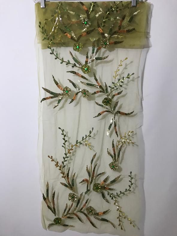 Tea Leaf Green Embroidered Shoulder Fancy Stole In Net