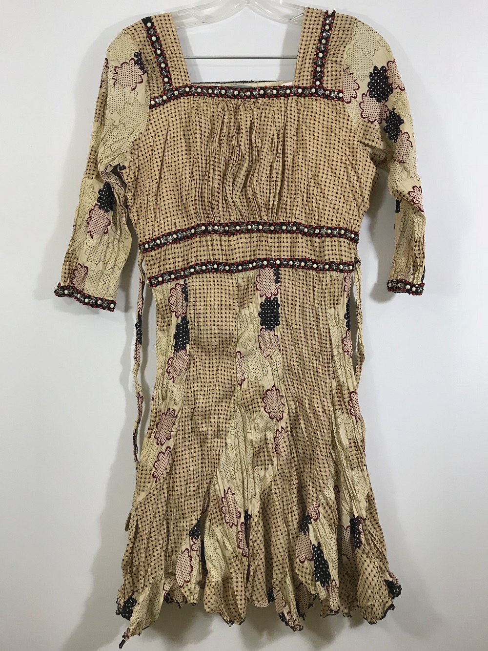 Stylish Design Beige Self Print Cotton Kurti Tunic - S