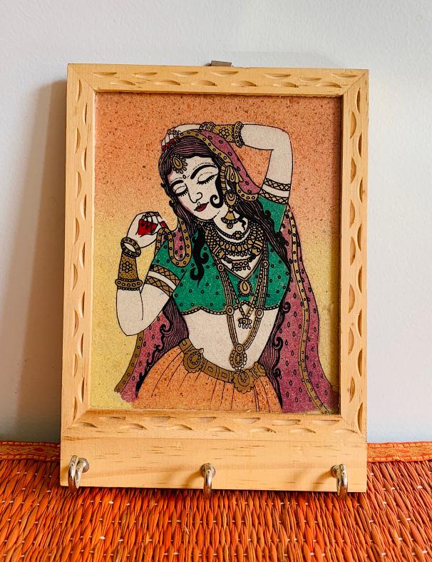 Wooden Gemstone Key Holder w/ Artwork