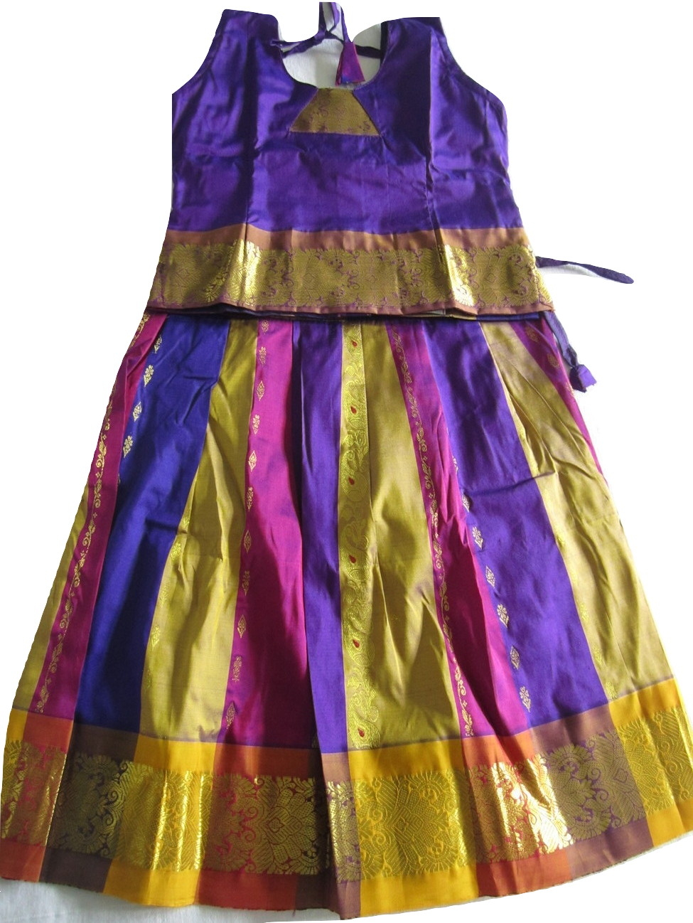 Multicolor Silk Pattu Pavada for Baby Girls 1 to 2 Year