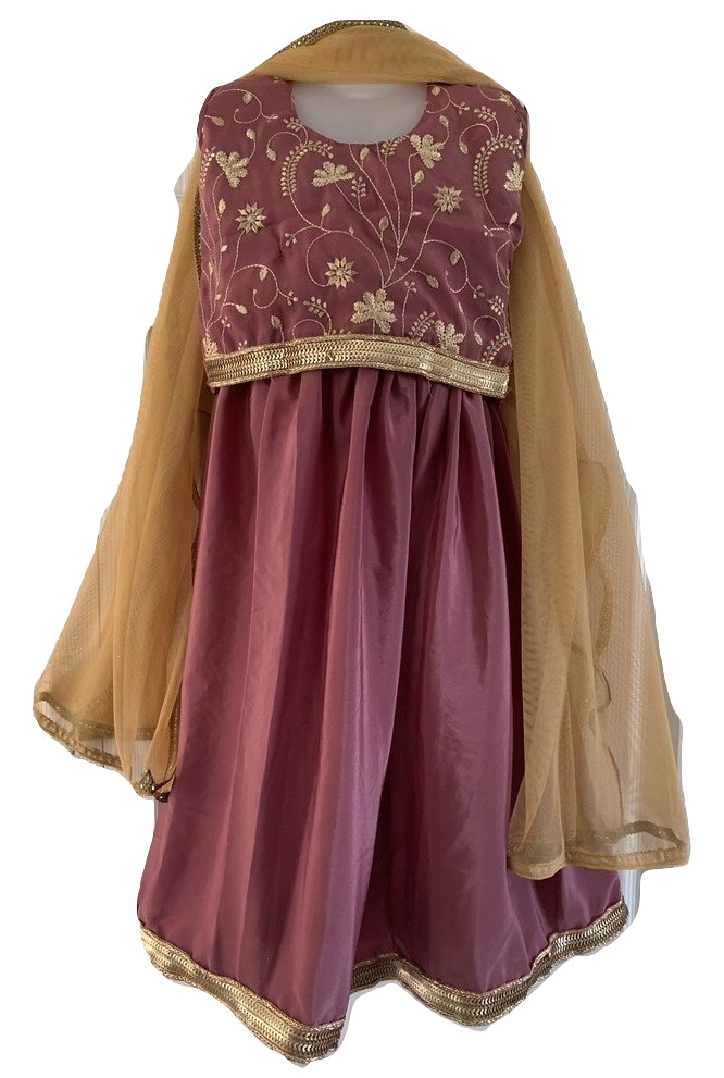 Dark Onion & Gold Color Lehanga Choli for 5 to 6 Year Old Girls