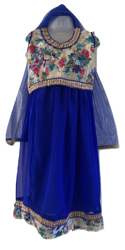 royal blue and white lehenga