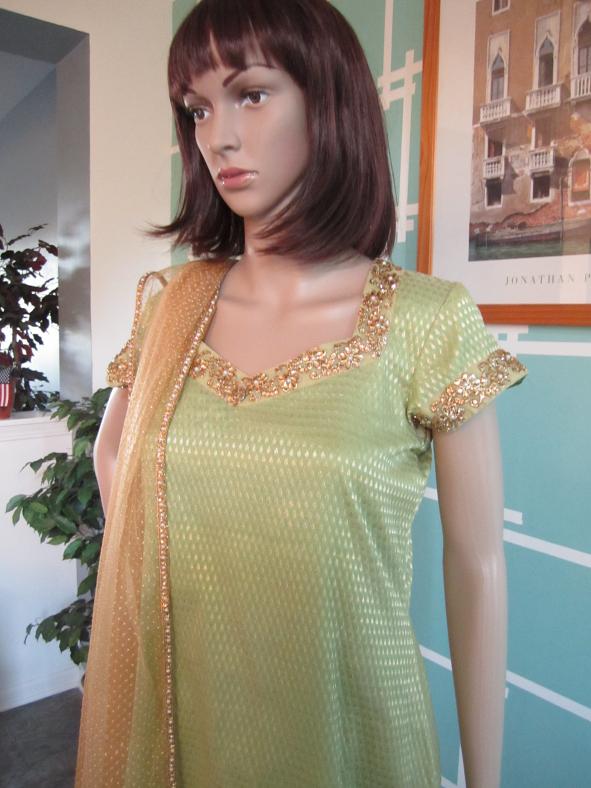 Designer Pure Brocade Silk Pastel Green Color Salwar Suit (Clearance Sale )