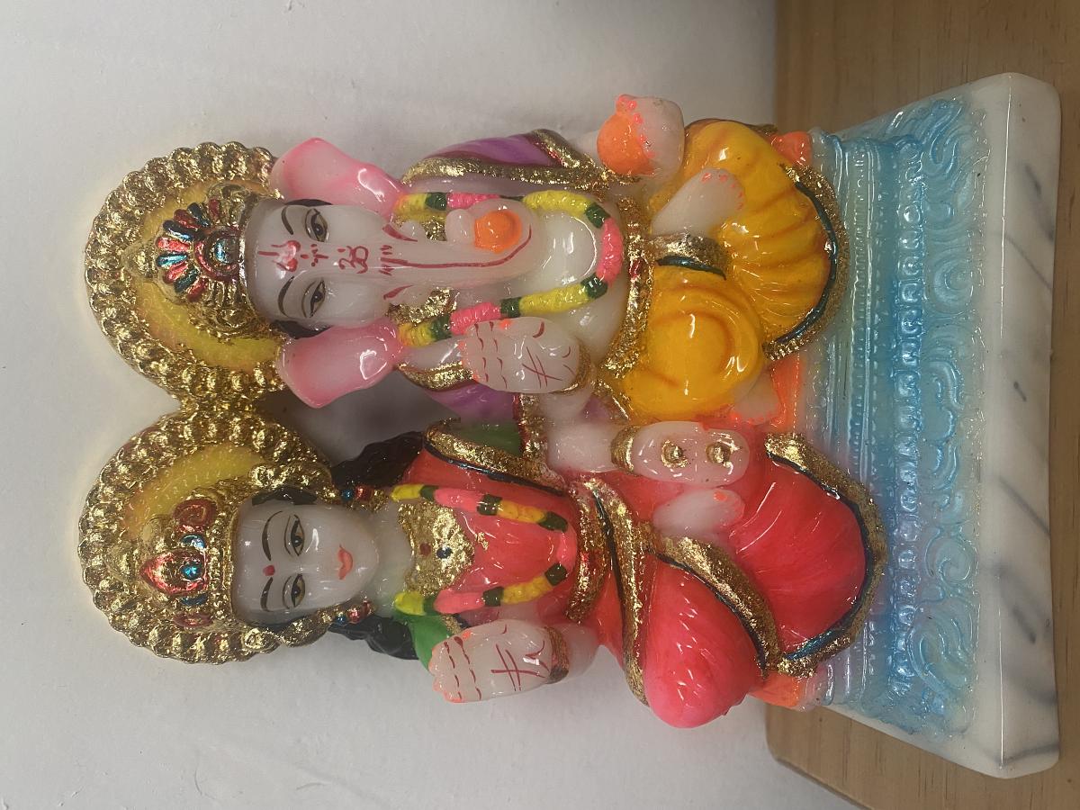 Lakshmi Ganesha Marble Statue 6"