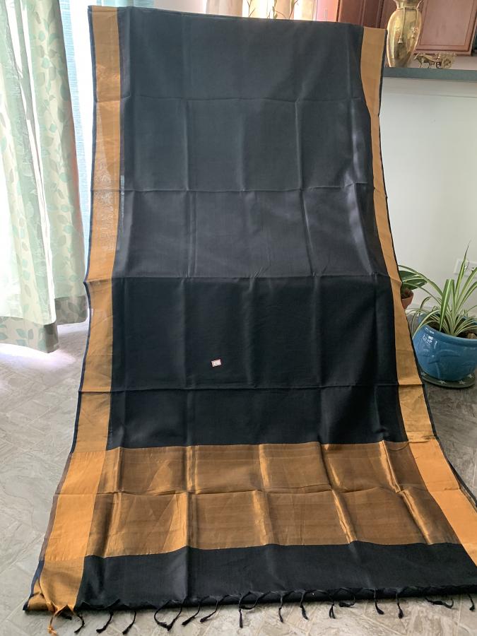 Amazing Black Colored Festive Wear Cotton Silk Saree Amazing Black Colored Festive Wear Cotton Silk Saree