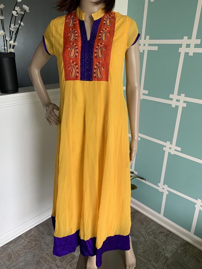 Glorious Yellow Colored Partywear Chiffon Anarkali Kurti (M) Glorious Yellow Colored Partywear Chiffon Anarkali Kurti (M)