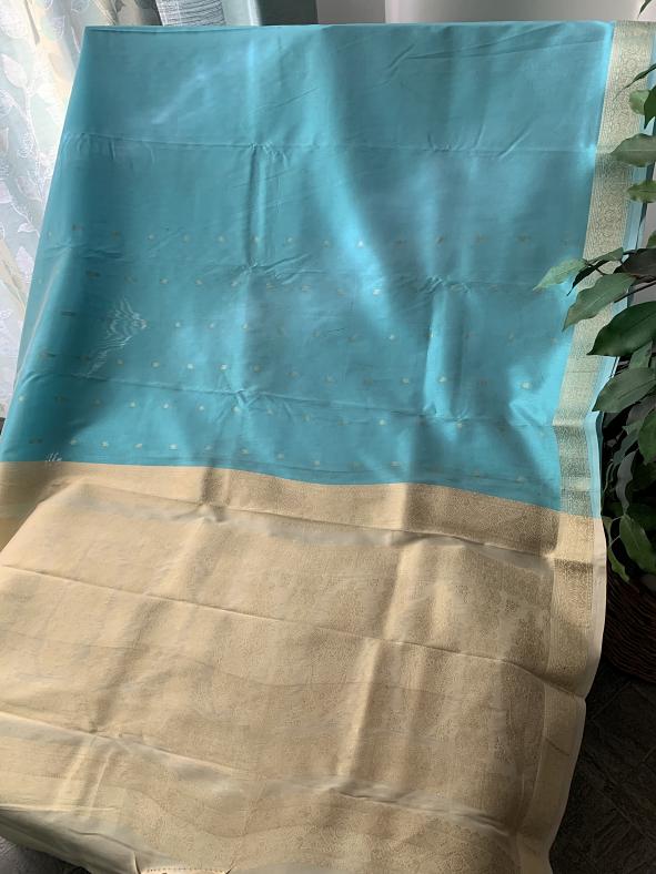 Sky Blue Banaras Cotton Silk Saree (Clearance Sale ) Sky Blue Banaras Cotton Silk Saree (Clearance Sale )