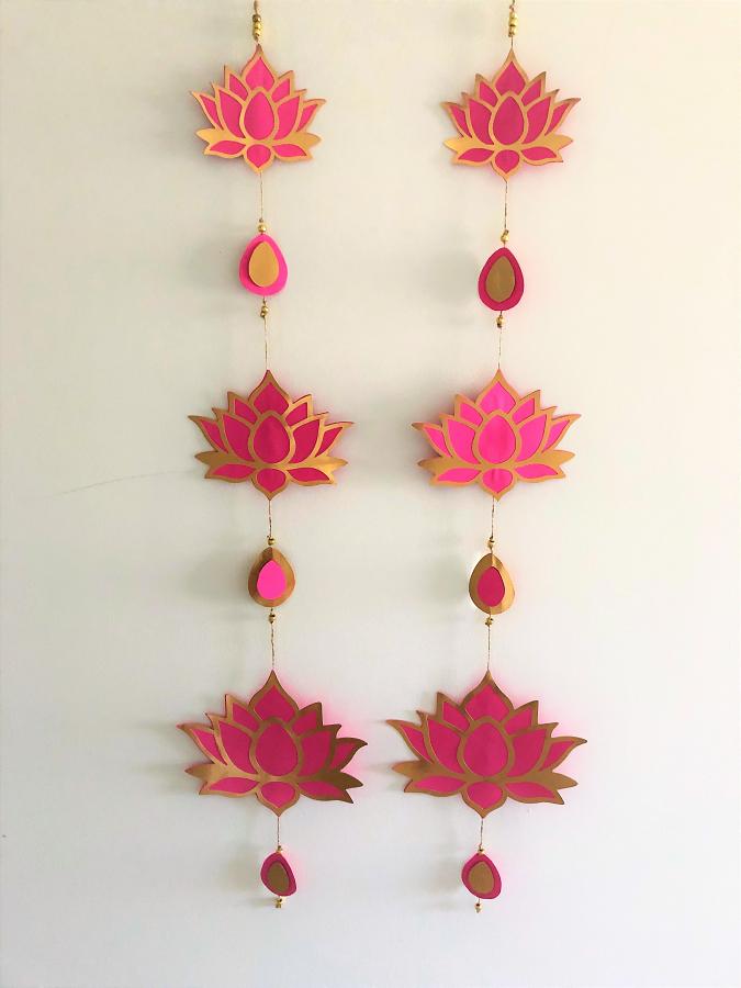 Set of 2 Lotus wall hangings Lotus decorations Lotus for yoga room