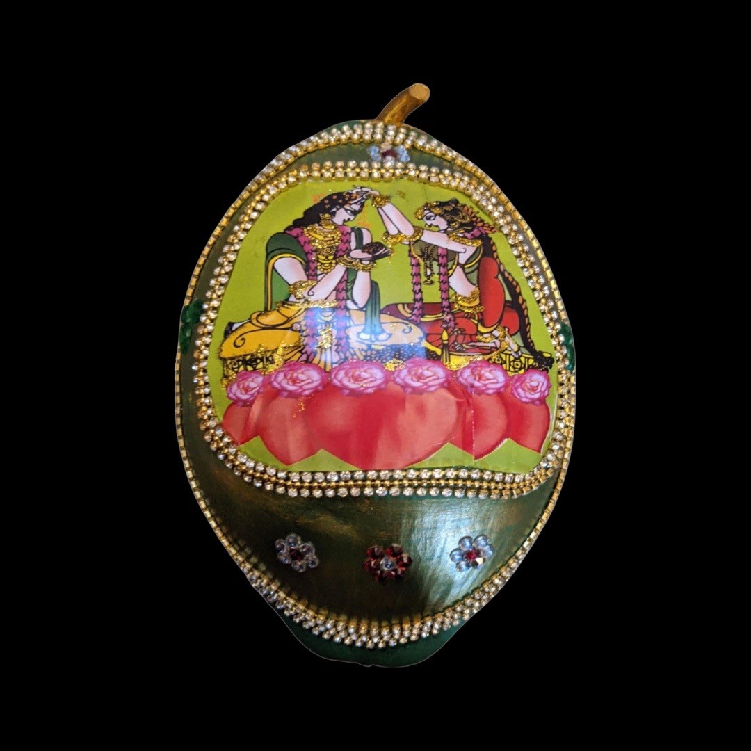 Decorated Coconut w/ Wedding Theme for Pooja