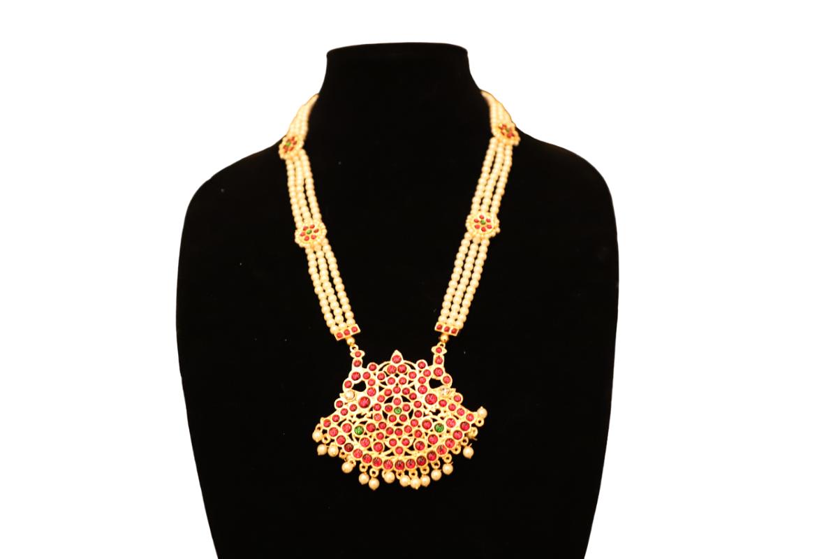 3 Line Red Sun and Moon Necklace