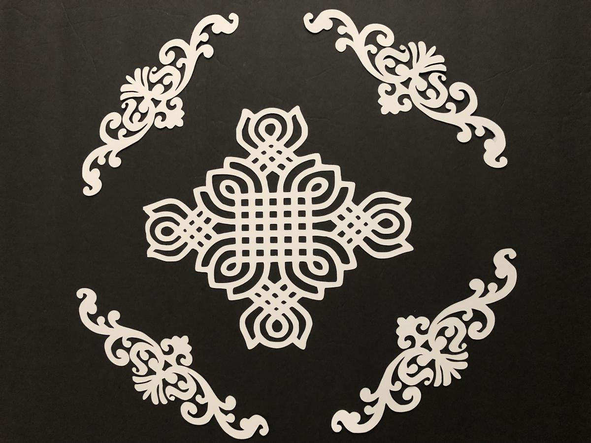 Kolam with border cardstock paper cut out Model A