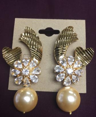 Semi Precious Stones & Pearl Work Earring
