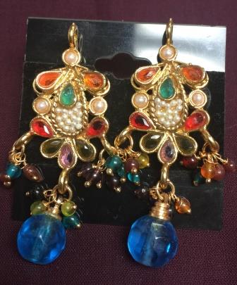 Ethnic Multicolor Semi Precious Stones Work Earring