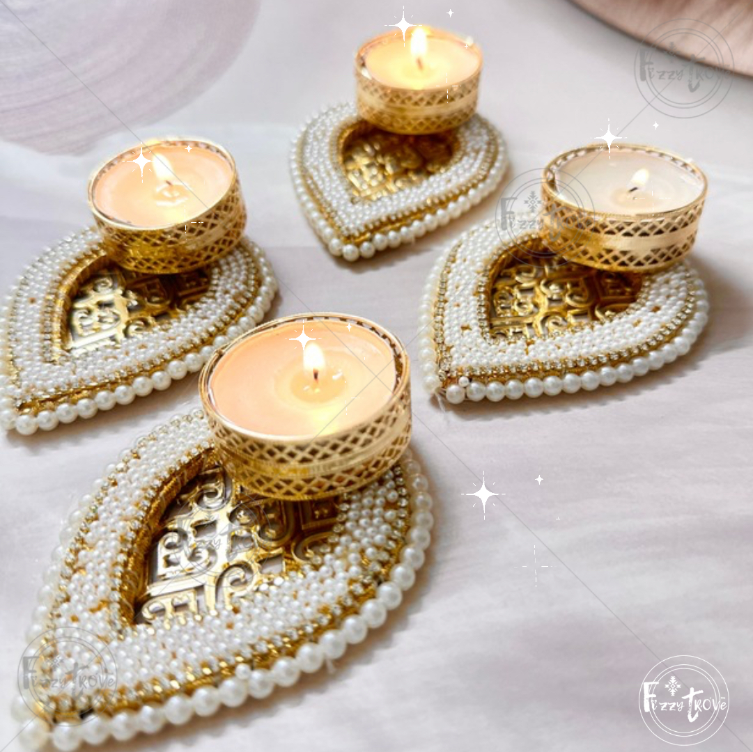Artisan Pearl Tealight Holder for Gift / Decor (Set of 4)