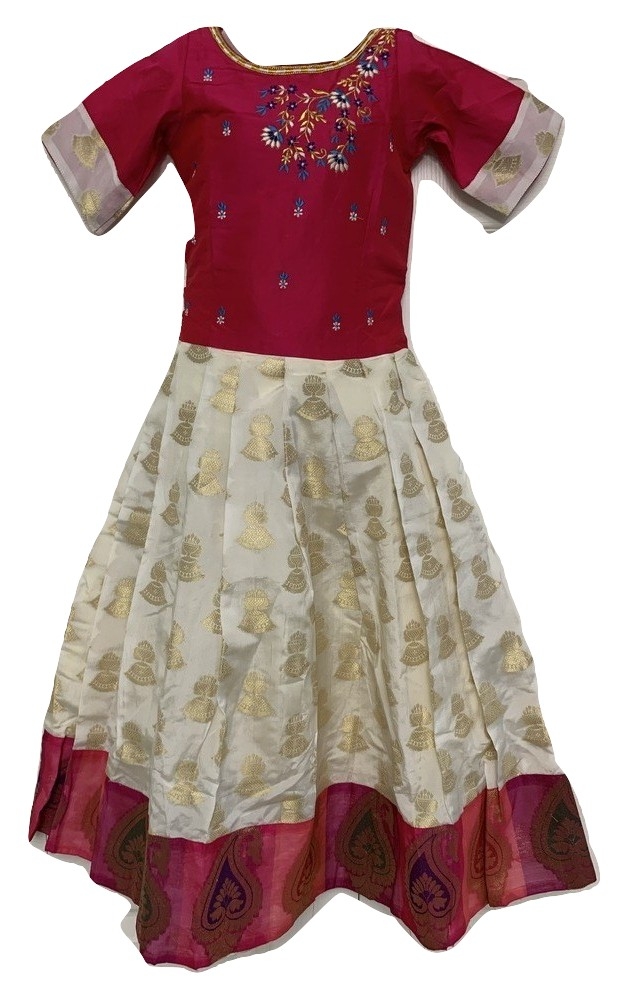 White AND PINK INDIAN ETHNIC GIRLS LONG DRESS Available In Three Sizes White AND PINK INDIAN ETHNIC GIRLS LONG DRESS Available In Three Sizes