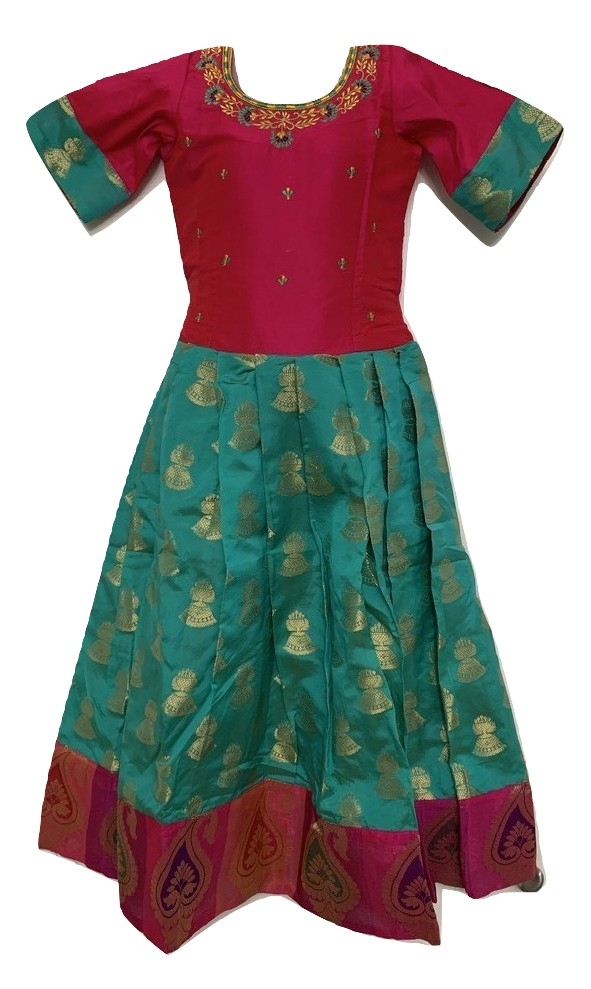 Light Green And Pink Indian Ethnic Girls Long Dress Available In Four Sizes Light Green And Pink Indian Ethnic Girls Long Dress Available In Four Sizes