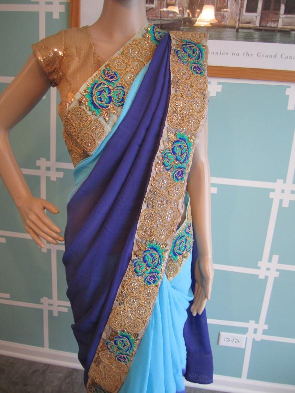 Designer Blue shaded party wear saree & Ready Blouse ( Festival Discount ) Designer Blue shaded party wear saree & Ready Blouse ( Festival Discount )
