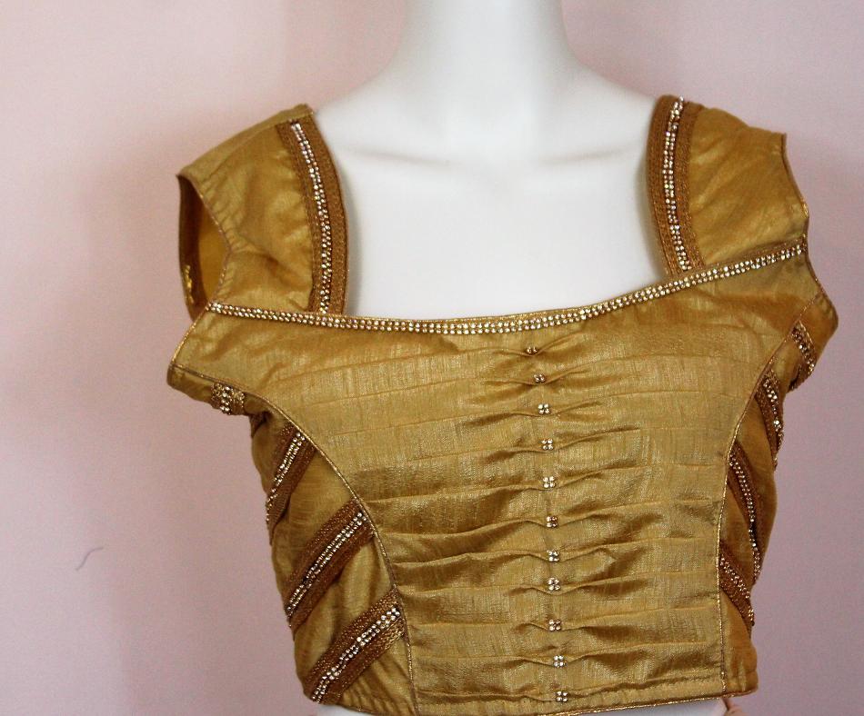 Yellow Gold Blouse, Crop Top Readymade Blouse for Sari 34" 30807