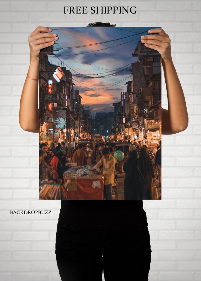 malt Bebrejde Shaded Indian Street View Potrait Poster 18 × 28 inches #52240 | Buy Indian Art &  Painting Online