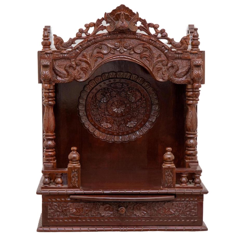 Wooden Engraved Home Puja Mandir Mandap Rosewood Temple 16 X 30 X 39