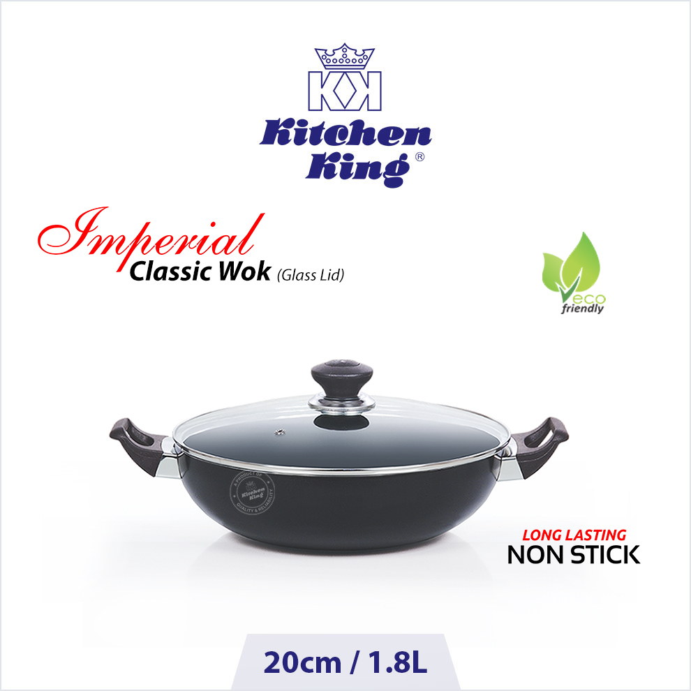 Kitchen King | Kadahi Imperial Classic Wok (Glass Lid) | 20cm / 8"