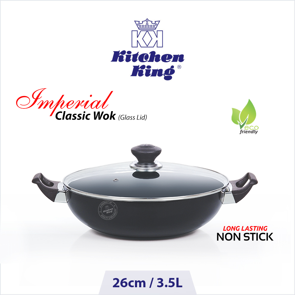 Kitchen King | Kadahi Imperial Classic Wok (Glass Lid) | 26cm / 10"