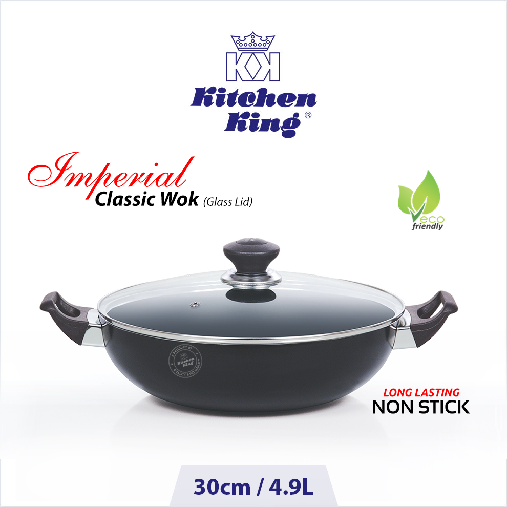 Kitchen King | Kadahi Imperial Classic Wok (Glass Lid) | 30cm / 12"