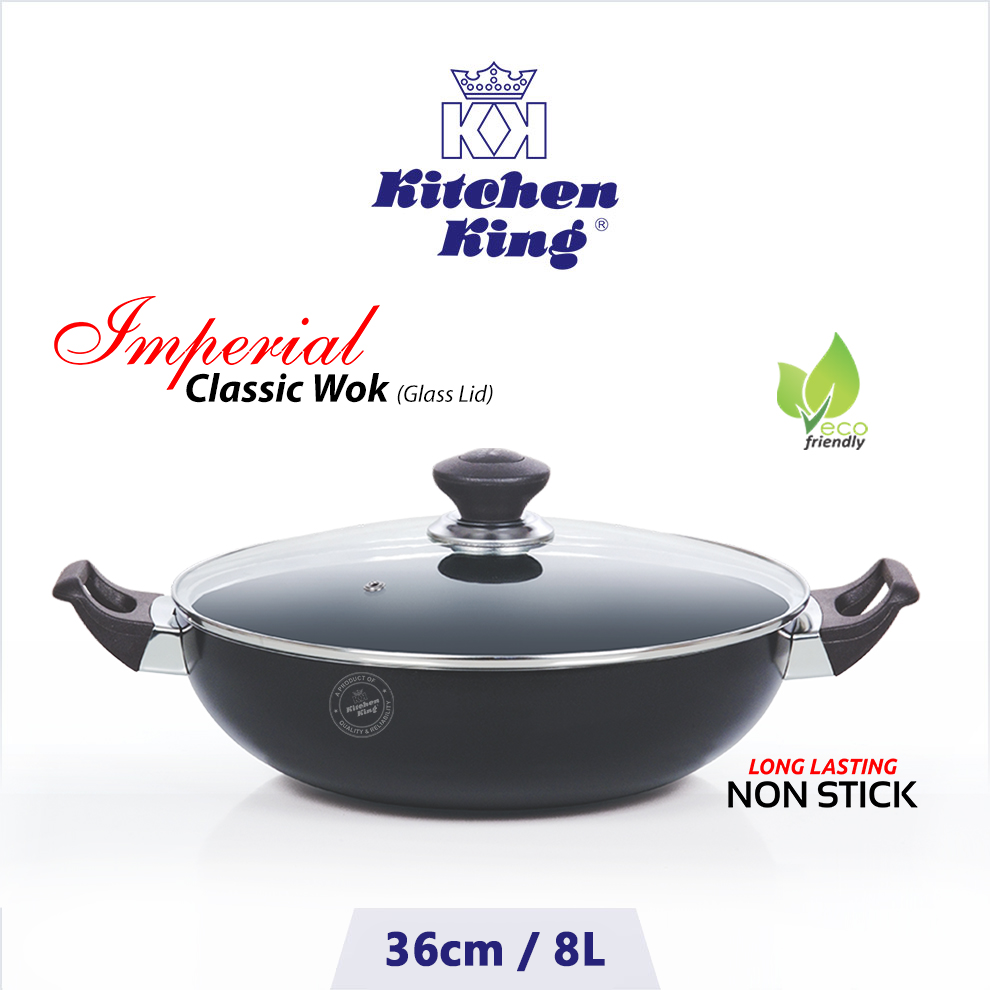 Kitchen King | Kadahi Imperial Classic Wok (Glass Lid) | 36cm / 14"
