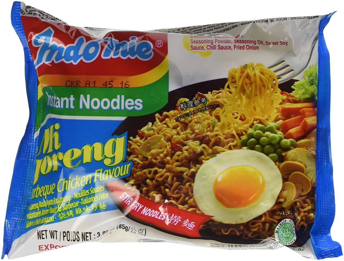 Indomie Instant Fried Noodles BBQ Chicken Flavor (30 Bags), Halal Certified