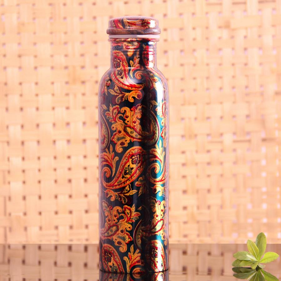 Kalamkari Print Copper Water Bottle