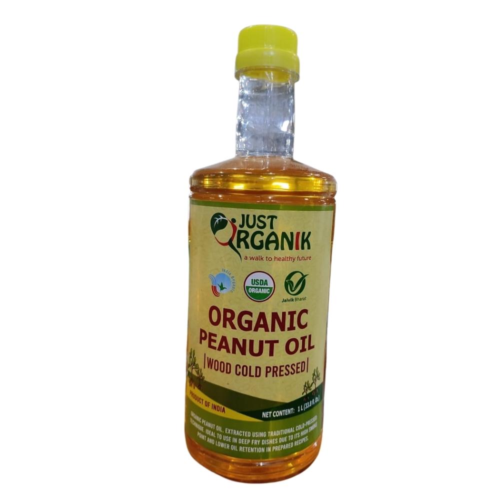 Just Organik Organic Peanut Oil, Wood Cold Pressed, Unrefined, 1 Liter Just Organik Organic Peanut Oil, Wood Cold Pressed, Unrefined, 1 Liter