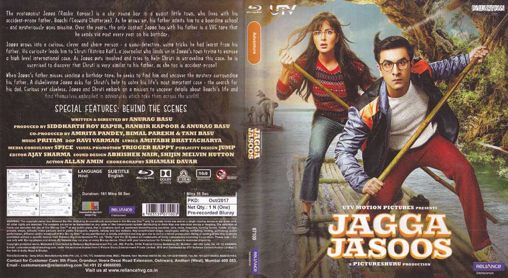 Jagga Jasoos Hindi Blu Ray 2017 Film - Ranbir Kapoor, Katrina Kaif
