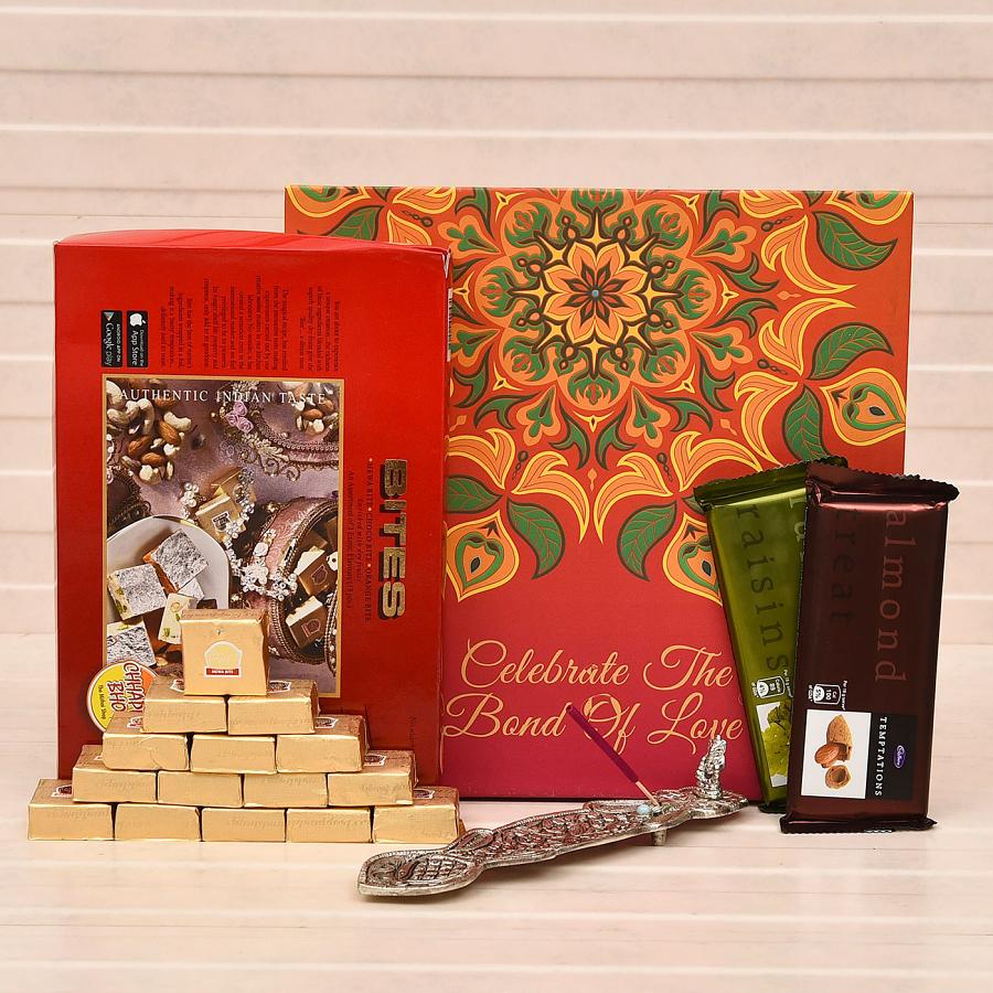 Designer Incense Stick Holder, Assorted Mewa Bites 15 Pc & Temptation Bars