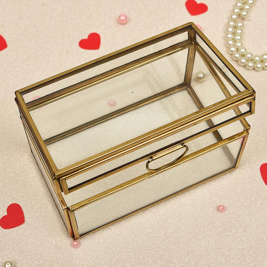 Brass Ethnic Jewellery Glass Box 6"