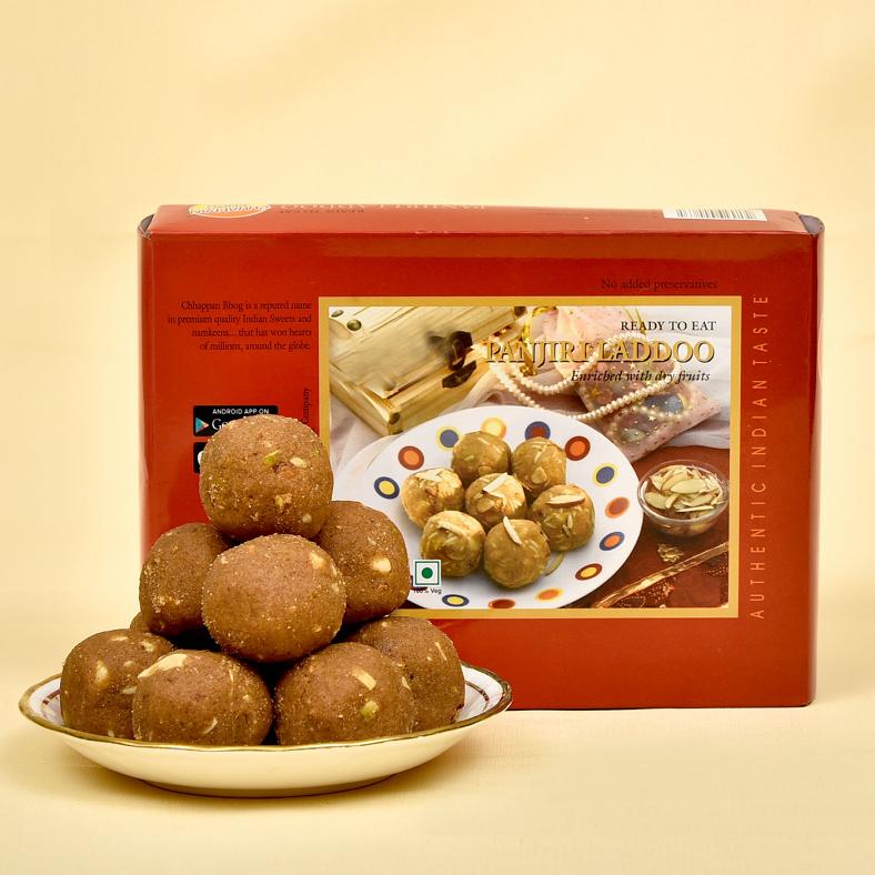 Pearls & Stone Decor Rakhi Set of 2 with Panjiri Laddoo
