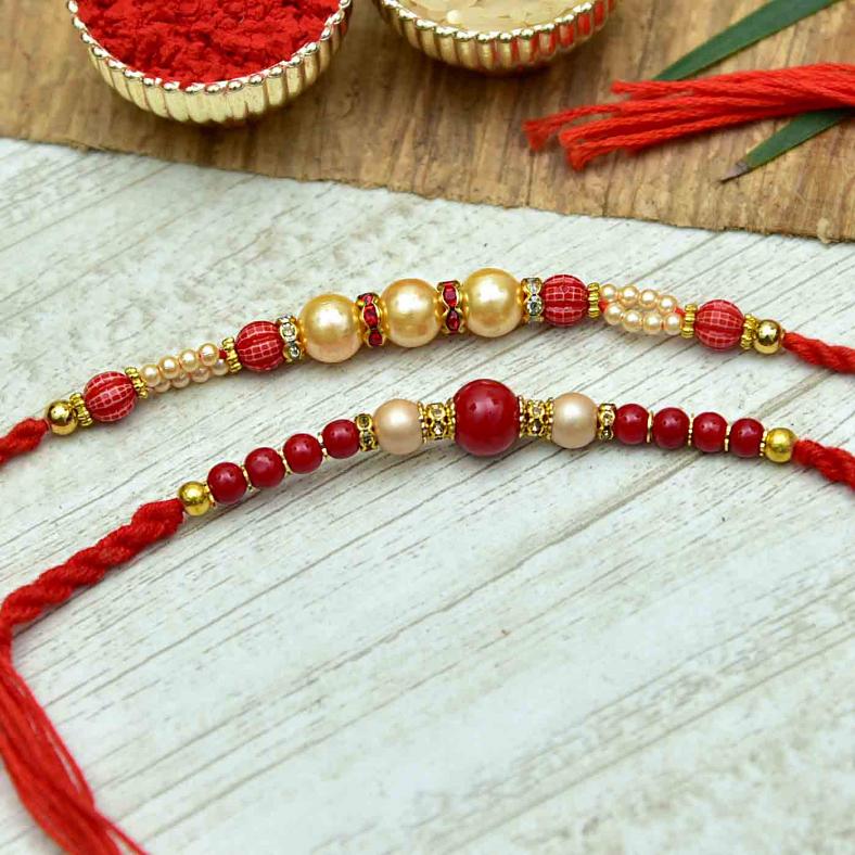 Beautiful Set of 2 Beaded Rakhi Bracelet