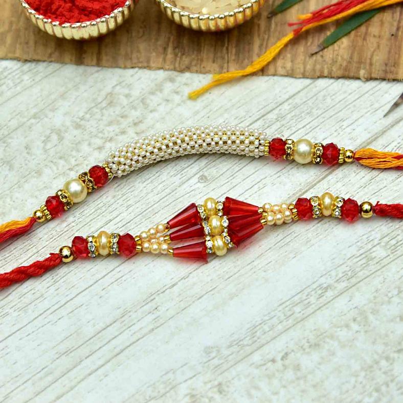 Sparkling & Stylish Set of 2 Beaded Rakhi