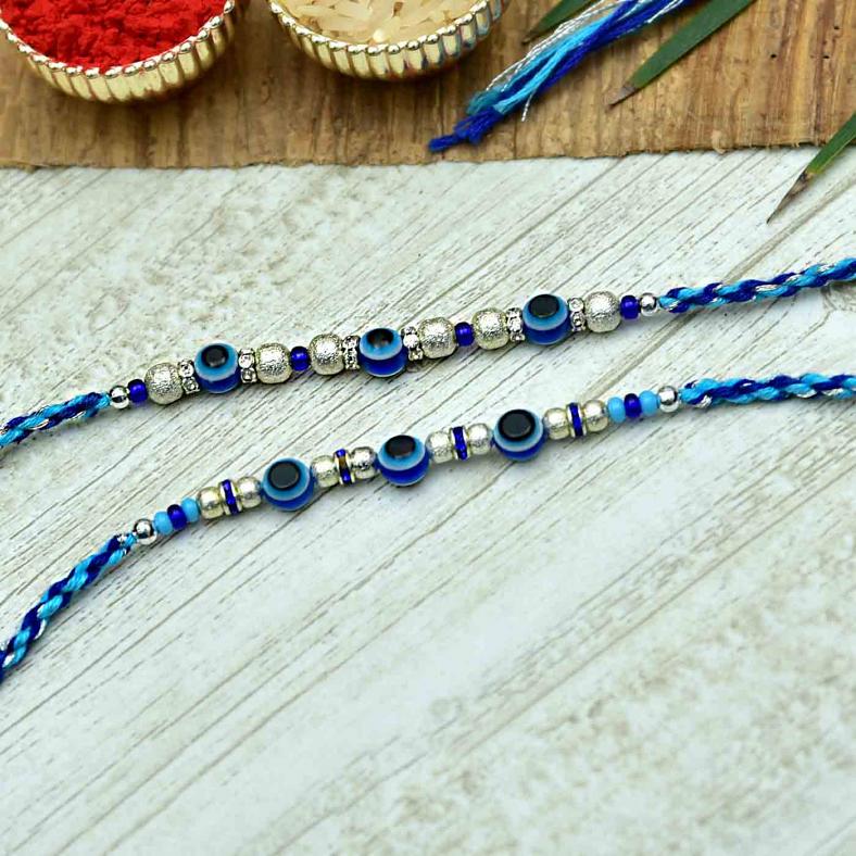 Evil Eye Beaded 2 Rakhi Set