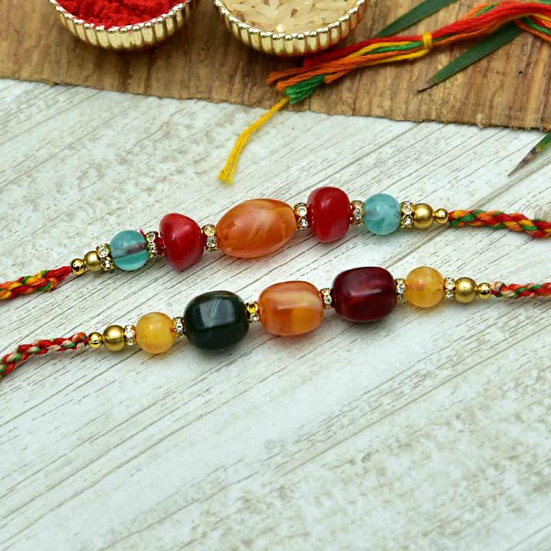Two Multicolored Beaded Rakhi
